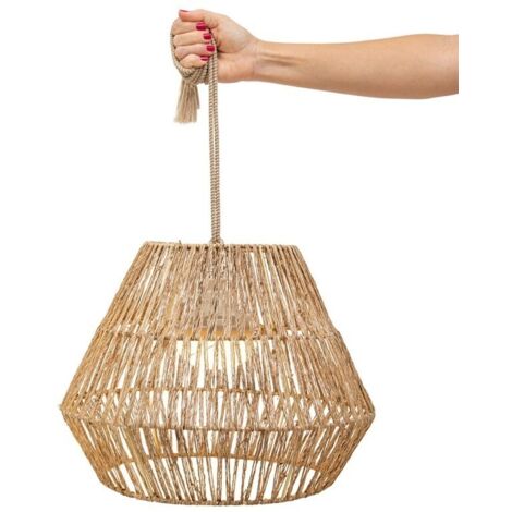 Suspension lumineuse sans fil 40 cm – Blanc chaud 3000K – Autonomie jusqu'à 20h – Indice de protection IP54 – Design en fibres naturelles (1/5)
