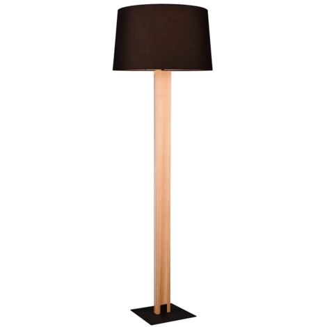 Lampadaire 1xe27 max 40w led smd 10w 1200lm 3000k bois et tissu noir - trio - rahul (1/5)