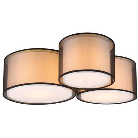 Plafonnier design, Plafonnier medium 3 lampes Burton en tissu Noir en Fabric, TRIO (1/5)