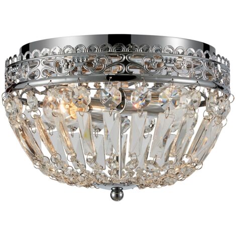 Plafonnier e14 max 40w cristal chrome encastre 25 cm - markslojd - etienne 88854846 88854846 88854846 88854846 (1/3)