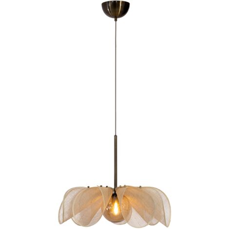 Suspension 1xe27 max 40w 63 cm beige et verre ambre - markslojd - styrka (1/3)