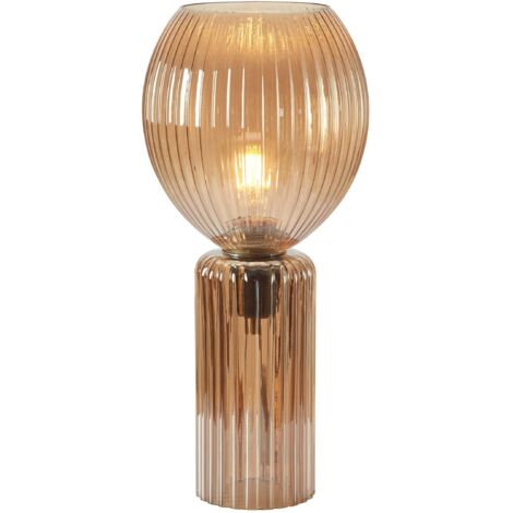 Lampe de table e27 40w max en verre nervure ambre 40 cm - markslojd - toulipa 88869202 88869202 88869202 88869202 (1/3)