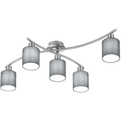 Plafonnier design, Plafonnier Garda tissu et métal Gris en Metal, TRIO (1/4)