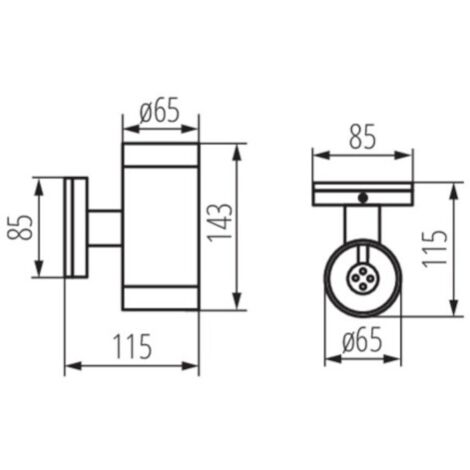 Applique Murale Kanlux BART EL-135 – Aluminium Gris Argenté, GU10, IP54, Dimmable (Neuve)