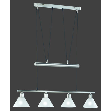 Suspension 4xe14 max 40w verre opale blanc nickel - trio - stamina (1/4)