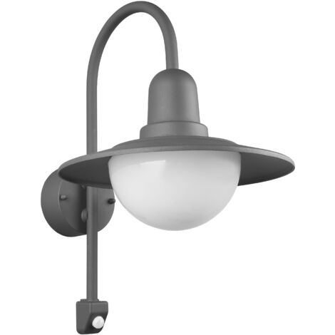 Applique Murale Vintage à Bras Courbé Anthracite avec Détecteur de Mouvement IP44 Norman Trio Lighting (1/5)