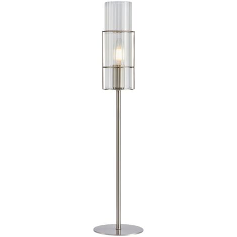 Lampe de table E14 40W Max, 65 cm Nickel Satiné & Verre Transparent - Markslöjd - Tubo (1/3)