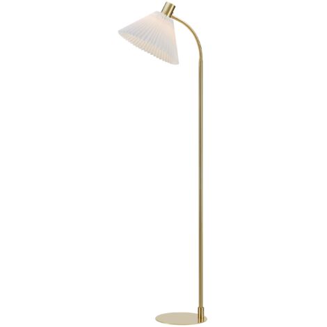 Lampadaire E27 40W Max, laiton brossé et tissu plissé blanc - Markslöjd - Mira (1/3)