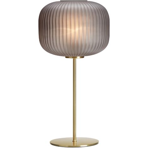 Lampe de table E27, max 60W, IP20, laiton brossé et verre fumé - Markslöjd - Sobre (1/3)