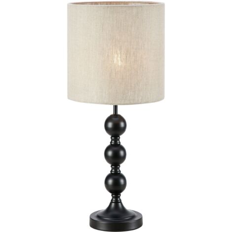 Lampe de table E27 40W Max, noire avec abat-jour lin beige - Markslöjd - Octo (1/3)