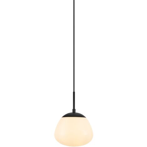 Suspension E14, max. 40W, verre opale blanc et métal noir - Markslöjd - Rise (1/3)