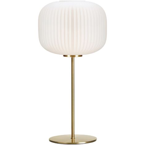 Lampe de table e27 max 60w ip20 laiton brosse et verre blanc - markslojd - sobre (1/3)