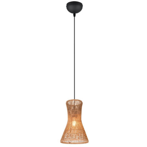 Suspension design Bijou noir avec rotin Ø20cm - R31831026 (1/3)