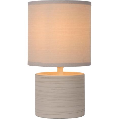 Lampe à poser céramique crème 26cm – 1x40W – Interrupteur On/Off – Pour éclairage intérieur moderne – Lucide