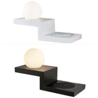 Inspired Mantra - Zanzibar - Applique murale Globe commuté avec chargeur à induction pour téléphone portable, 6W LED, 3000K, 470lm, sable noir
