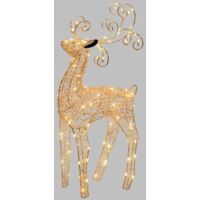 Renne lumineux debout 3D métallique cuivré H47cm 100 micro LED blanc chaud 4,5V Lotti