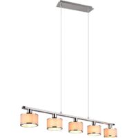 Suspension 5xE14, max. 28W, tissu gris et métal chromé - Trio - Kaprun
