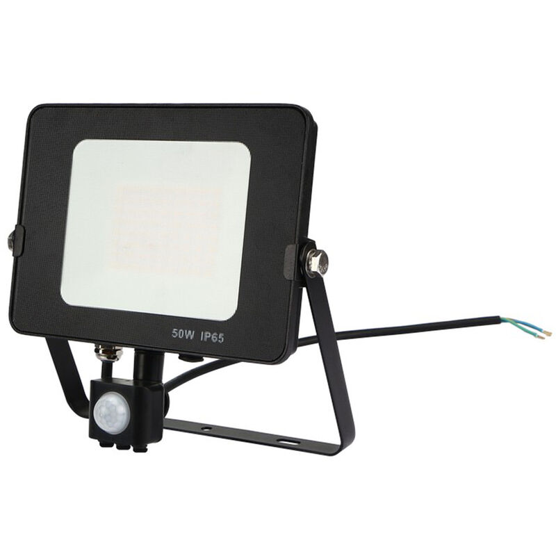 Projecteur LED avec détecteur de mouvement 50W Noir Étanche IP65 extérieur  Forte luminosité avec Osram Puce 5500 Lumens Blanc chaud 3000K - Digilamp