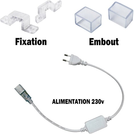 RUBAN LED CHANTIER IP67 230V 15W/M 50M Bandeau Leds sécable 2835 silicone Étanche Blanc Froid 6000K - Digilamp