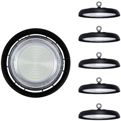 Lot de 5 projecteurs LED UFO 200W – Lumière blanche froide 6400K – 22000Lm – IP65 pour entrepôts et ateliers – Angle de faisceau 120° – Digilamp