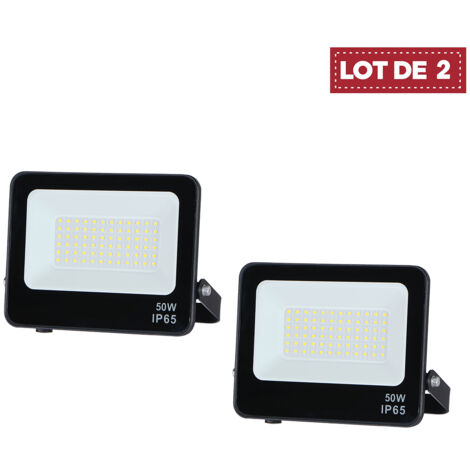 Lot de 2 - Projecteur Lampe 50W Noir 6500K Étanche IP65 5000lm Extra Plat (1/5)
