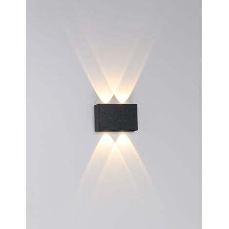 Moderne Applique Murale LED, 4W Lumière Blanc Chaud 3000K étanche IP65, Décorative Lumière pour Chambre Couloir Salon Escalier Hôtel Bar, Noir (1/4)
