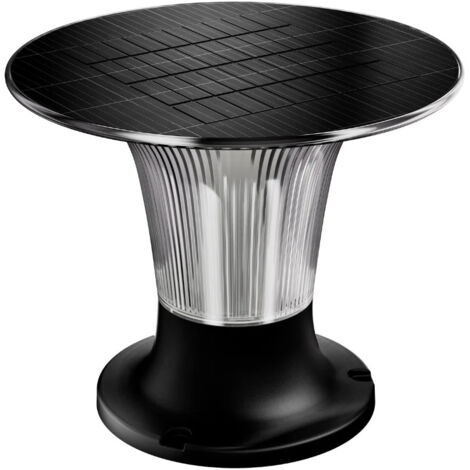 Borne Solaire Extérieur 360º avec détecteur crépusculaire, 10W 900LM CCT IP65 Etanche pour Jardin, Patio, Garage