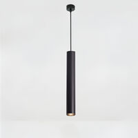 Suspension luminaire tube 15W 1500lm, lampe suspendue cylindrique moderne noir COB lumière LED, Noir