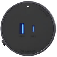 Adaptateur de Charge USB Goneo pour Rail d'alimentation modulaire, Mécanisme de Rotation on/Off, USB A et C 20 W Max - Noir