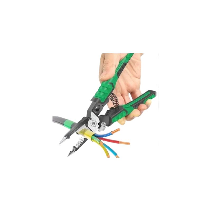 Pince à Dénuder WRQIOO 9 En 1 - Avec Testeur Électrique | Dénudage, Sertissage, Coupe, Test Tension