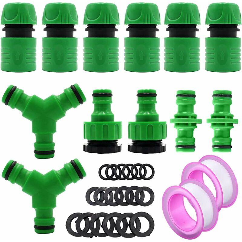 Lot De 6 Raccords Tuyau D'arrosage En Plastique ABS - 3 Connecteurs Rapides + 3 Adaptateurs Robinet 2 En 1 - Universel