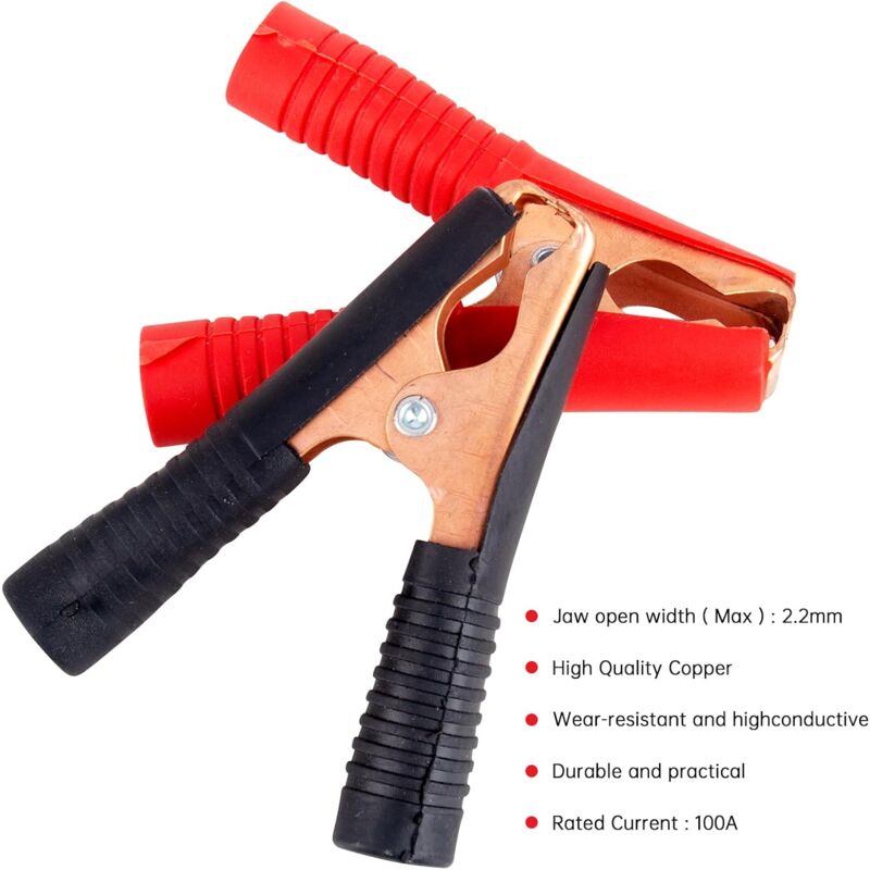 4Pcs Pinces Crocodile De Batterie 50A - Pinces De Test Et Câbles De Cavalier En Cuivre Nickelé