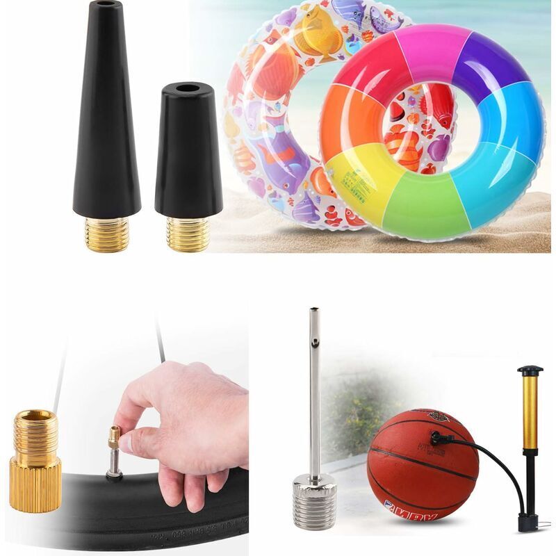 Kit De 6 Adaptateurs De Gonflage - Aiguilles Pour Ballons, Valves Pour Vélo Et Voiture, En Laiton Chromé, étanches