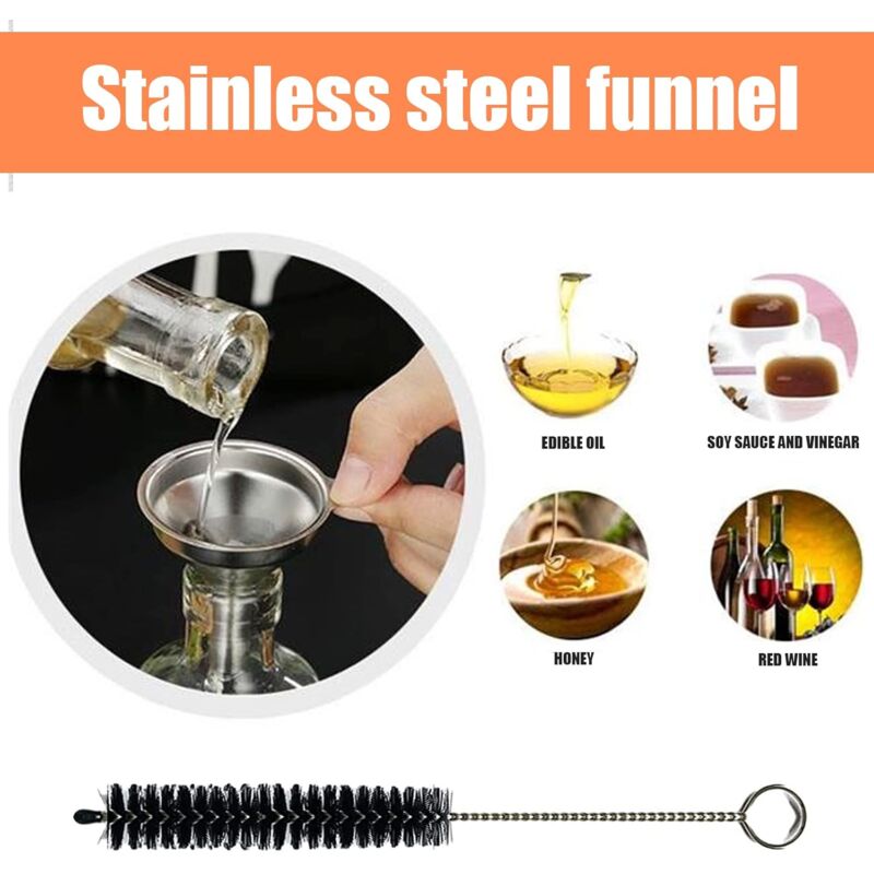 Mini Entonnoir En Inox Avec Long Manche - Pour Bouteilles D'huile, Liqueur, Flacons - Design Suspendu, Facile à Nettoyer - 8