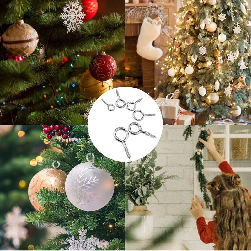 Aorwh Lot De 10 Vis En Forme D'Oeil En Acier Inoxydable Crochet En MéTal Anneau De Borne En Bois Crochets à Oeillet Vis Autotaraudeuses M6