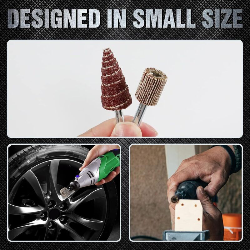 15 Pièces Roue À Lamelles,Grain 80, Lamelleuse, Brosse Visseuse, Abrasif Roue Avec 5 Tailles Différentes Pour Outils Rotatifs Roue De Polissage Avec Tige, Connecteur Spécial Pour 3 Têtes De Broyage