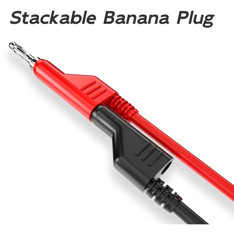Lot De 6 Fiches Bananes 4mm Cleqee Avec Pinces Crocodiles - Câbles De Mesure Souples 1000V 15A Rouge Et Noir Pour Multimètre Et Tests Électriques