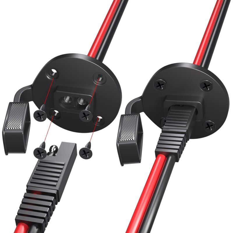 Lot De 2 Câbles Solaires SAE 12AWG Résistants Aux Intempéries - Connecteurs Déconnexion Rapide Pour Panneaux Solaires, Moto Et Générateur