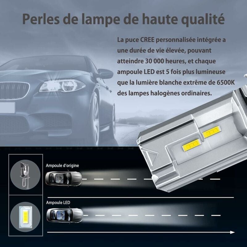 4 Pièces Ampoule H1 LED 12V 6000K Blanc 12W LED Feux Antibrouillard De Voiture 62 X 11 Cm
