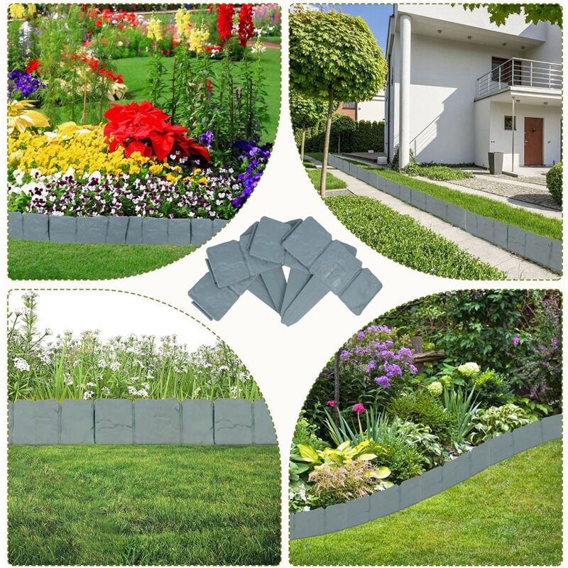20 Pièces Bordure De Pelouse Plastique 5 M Aspect Pierre Bordure De Jardin Bord De Tonte Bordure De Lit Palissade Gris 90389404 20 Pièces Bordure De Pelouse Plastique 5 M Aspect Pierre Bordure De Jardin Bord De Tonte Bordure De Lit Palissade Gris 90389404
