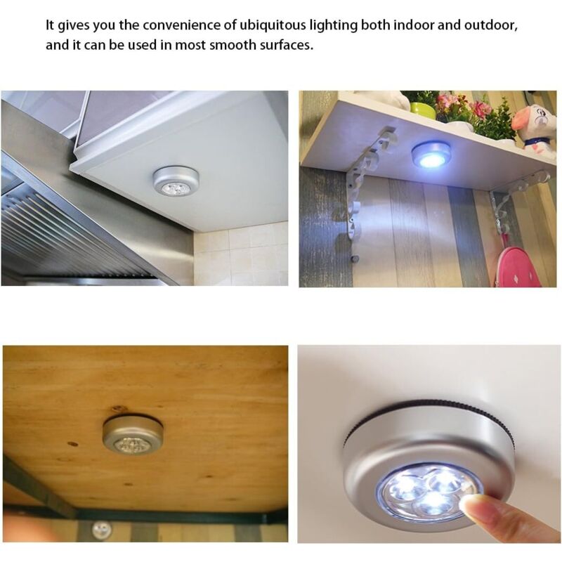 ipow Lot de 4 Lampes sous Meuble,Spot LED sans Fil Alimenté par Piles