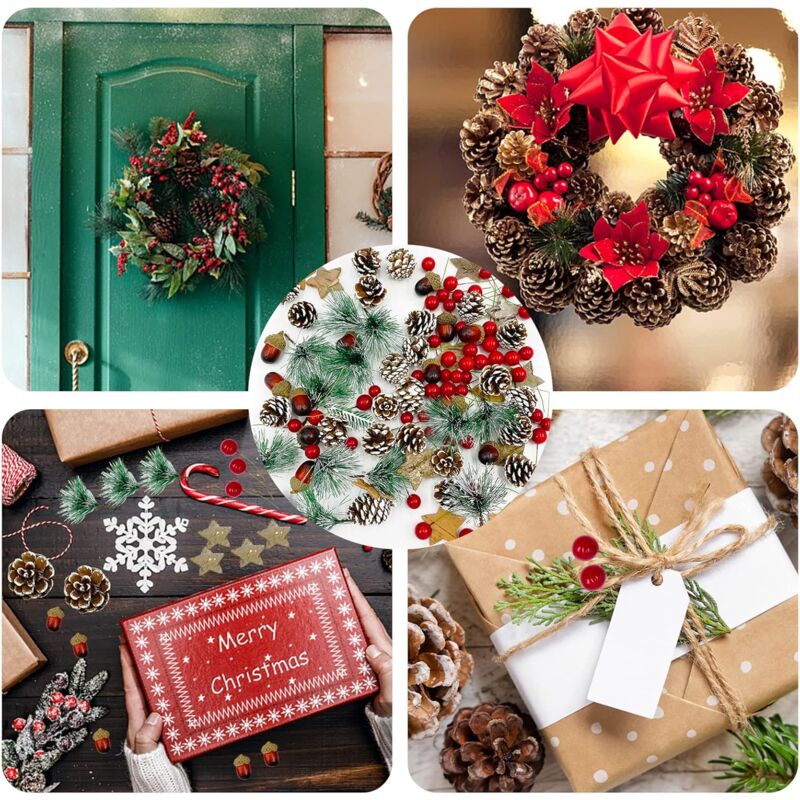 Lulalula Lot De 10 Branches De Pin Artificielles Avec Pommes