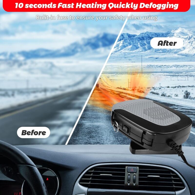 Chauffage Voiture 12V 150W - Dégivrage Pare-brise Rapide - Branchement Allume-Cigare - SUJAHHUJIQ