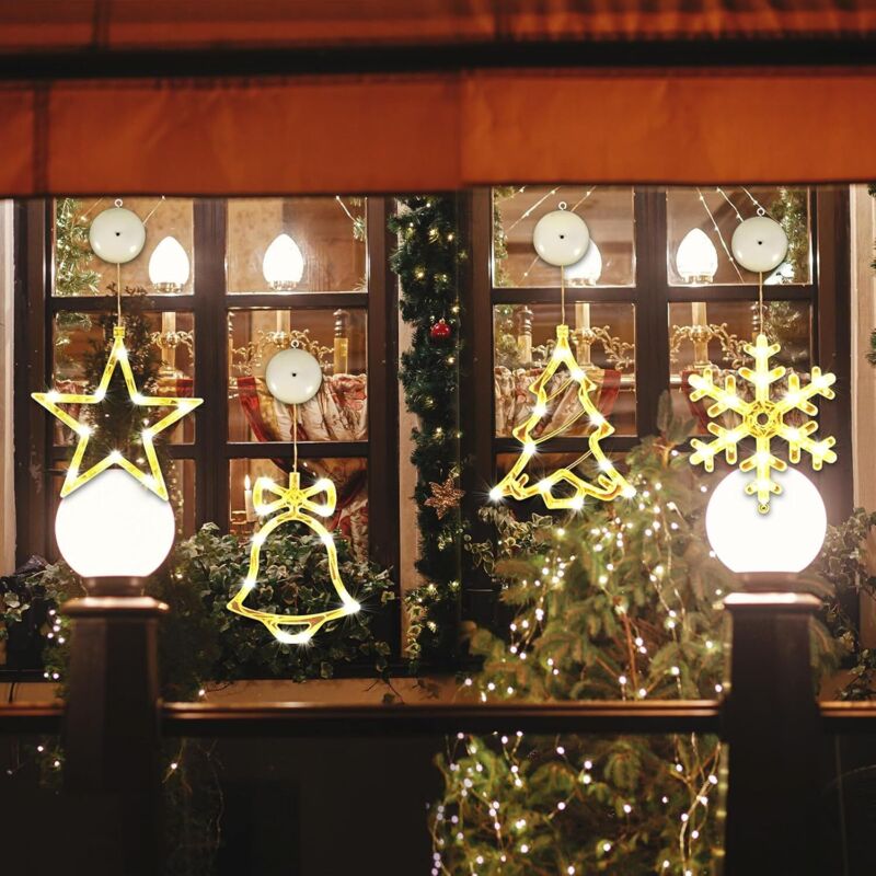 Guirlande lumineuse de Noël à 138 LED, 3,3 m, motif étoile, renne, sapin, intérieur et extérieur, 8 modes, USB, décoration de fenêtre de Noël