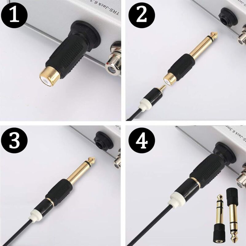 5 Adaptateurs Filetés Cuivre Plaqué Or - Double Pas Mâle 1/4 Et 3/8 - Pour éclairage Studio