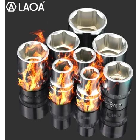 LAOA 10 pièces 1/2'' 8-17mm clé à douille hexagonale tête 12.5mm, Coffret douilles, utilisé sur clé à douille à cliquet clé dynamométrique, outil à douille profonde (1/5)