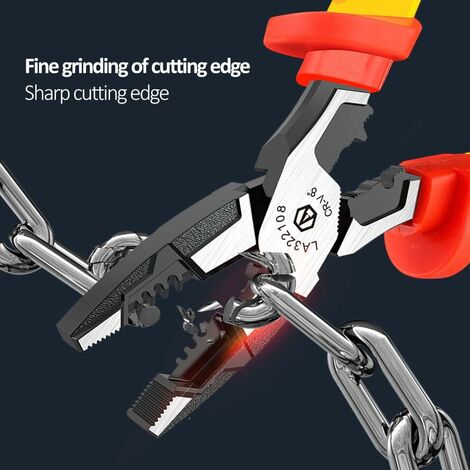 Pince à Dénuder Et Coupe-fil 8 Pouces – Outil électricien En Acier Carbone, Poignée Ergonomique, Capacité Coupe 2,5 Mm