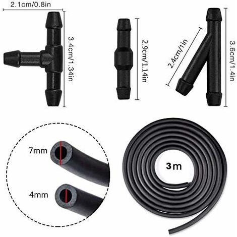 Kit Réparation Tuyau Lave-glace 20 Cm Pour Transporter T5 – Avec 2 Connecteurs – Noir