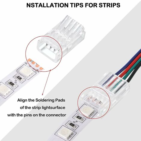 Connecteur de bande LED RVB avec câble de connexion, bande LED RVB, fil,  5m, 22 AWG