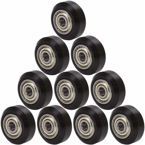 10 pièces d'imprimante 3D modèles à fentes en V poulie, roulements à billes à gorge profonde en plastique POM roues rondes passives (1 × clé Allen) (1/5)